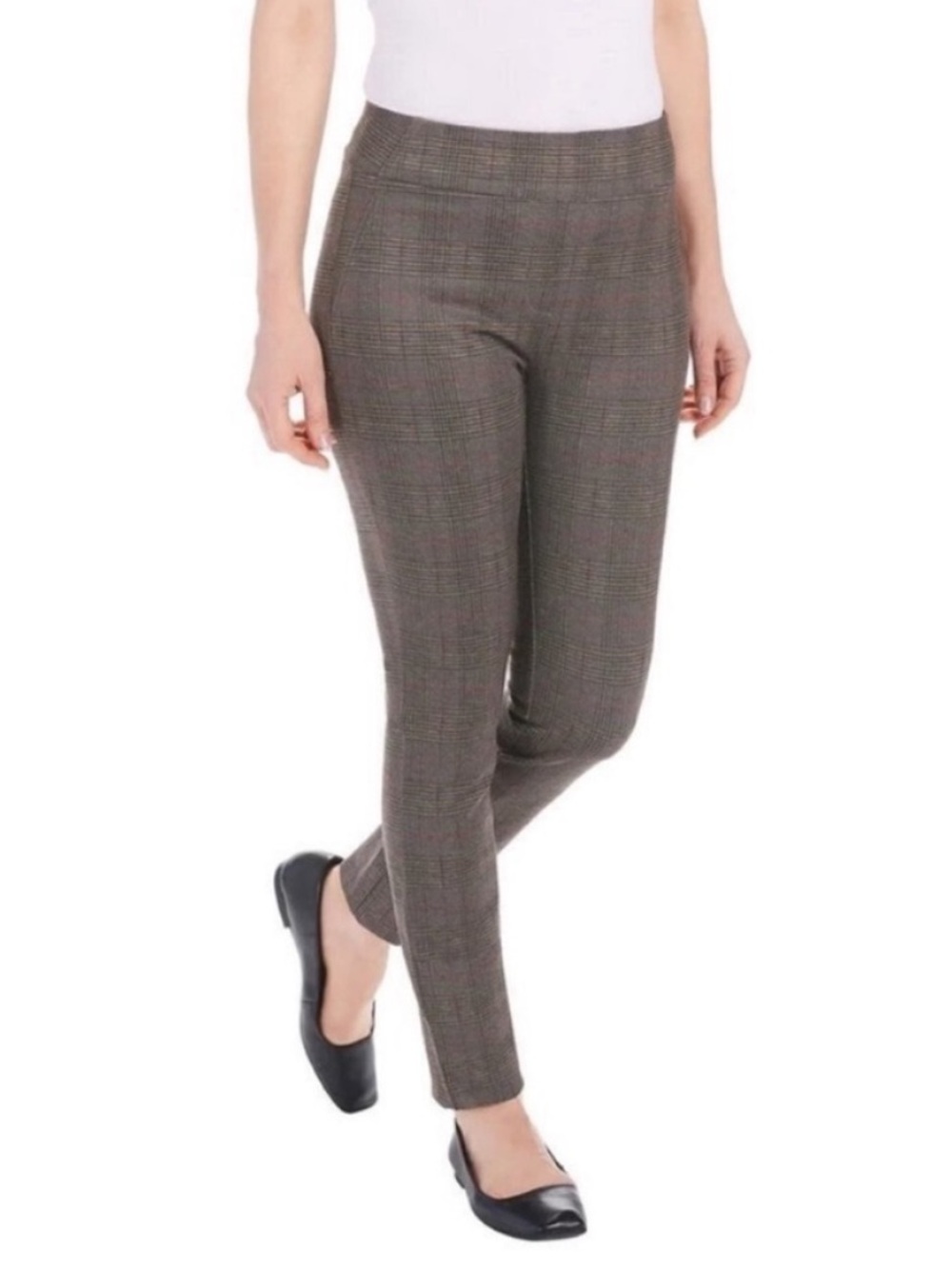 Dalia Pull on Dress Pants with Tummy Control Glen Plaid 12